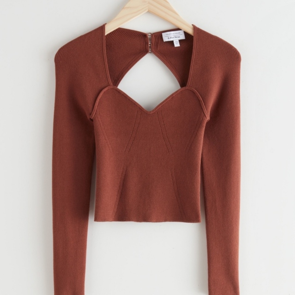 & Other Stories Fitted Cropped Sweetheart Neck Rib Top